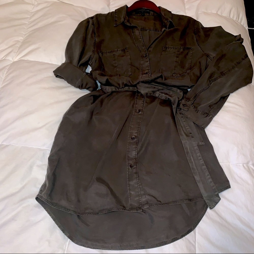 Velvet Heart Olive Green Shirt Dress w/ Self Belt
